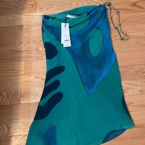 Sir. Green Blue Printed Silk Skirt 6 Large